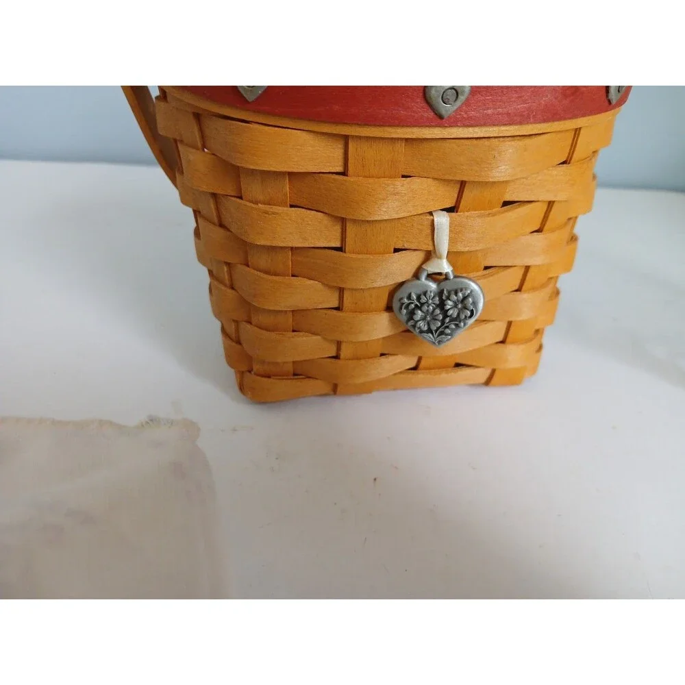 Longaberger 2001 Love Notes Basket W/ Liner & Tie On Heart Pamphlet